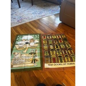 2‎ Vtg Irish Linen Tea Towels Doors Of Dublin Irish Coffee Ireland Made Fingal